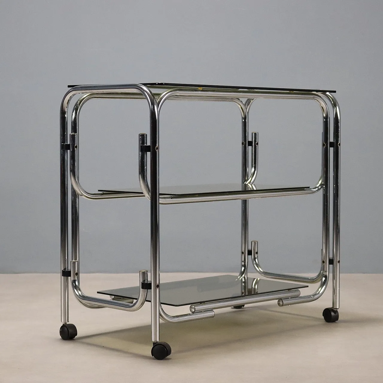 Cart in metal e smoked glass, late 20th century 10