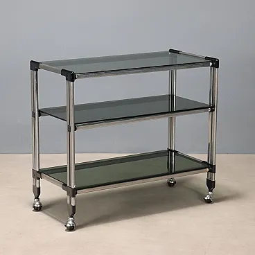 Chromed metal and smoked glass, late 20th century