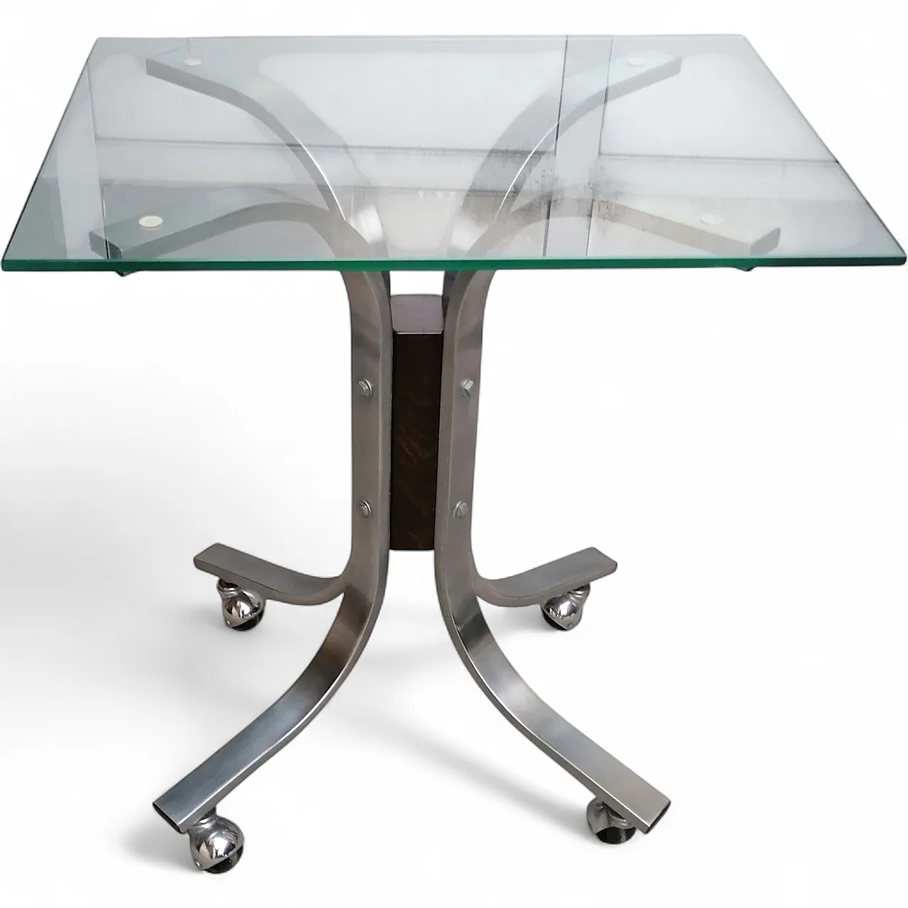 Trolley table in glass and  steel, 70s 6