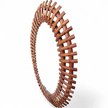 Specchio ovale convesso in bambù di Olaf von Bohr per Bonacina 1960