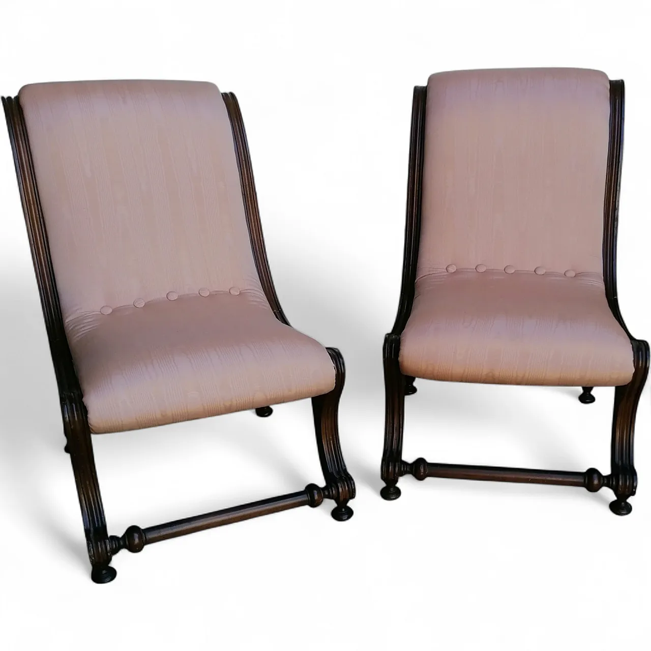 Pair of short chaise longue armchairs, 19th century 12