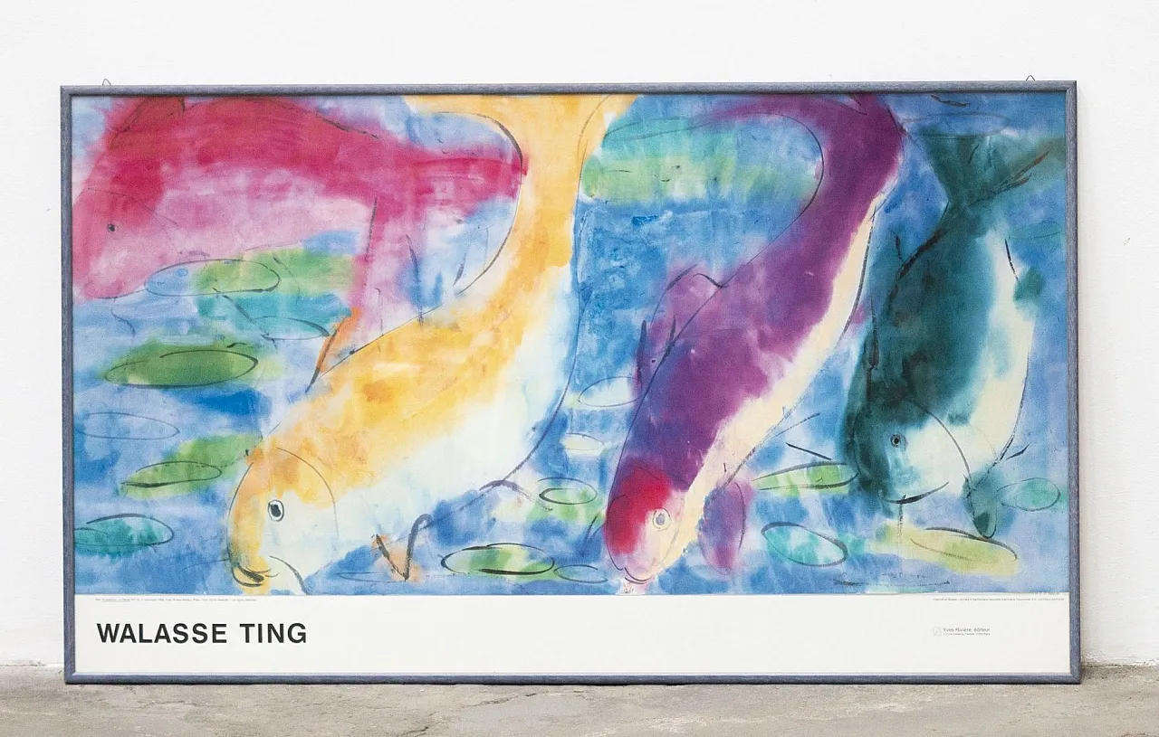 4 Poissons framed poster by Walasse Ting, 1980s 1