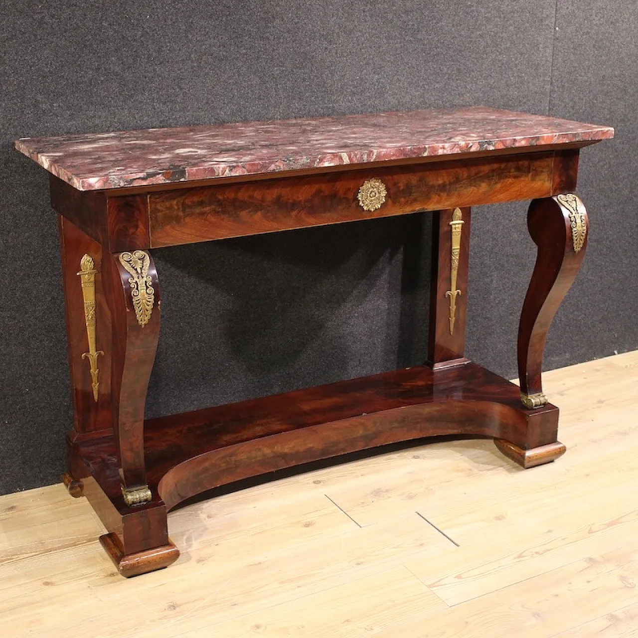 Italian Empire style console with marble top,  19th century 1