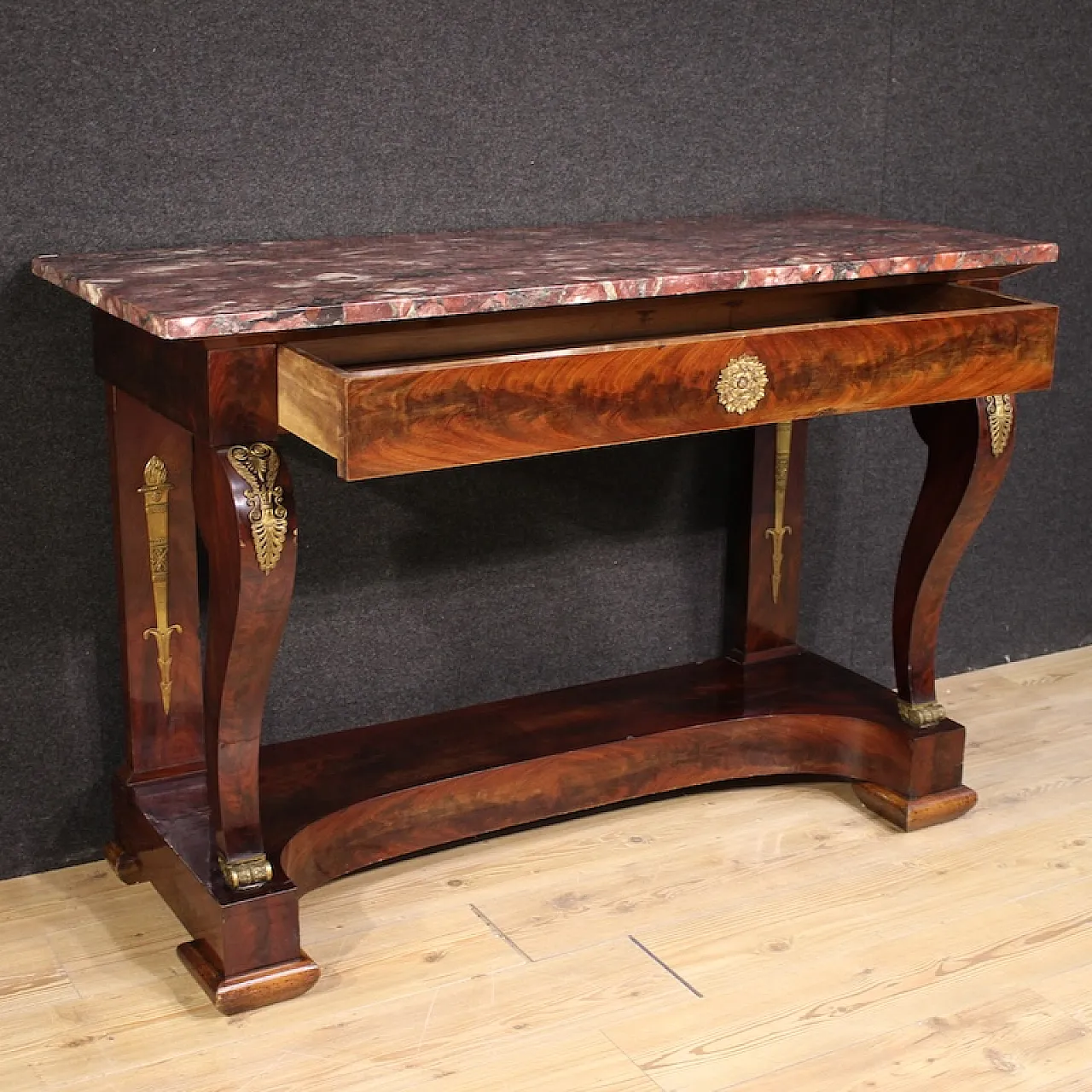 Italian Empire style console with marble top,  19th century 9