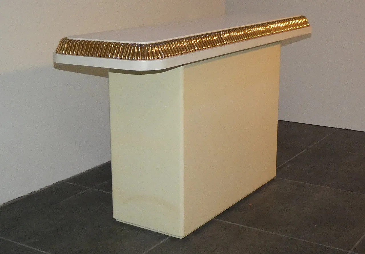 Consolle Regency con finitura avorio e dorata nello stile di Alain Delon per Maison Jansen, Francia, anni '70 5