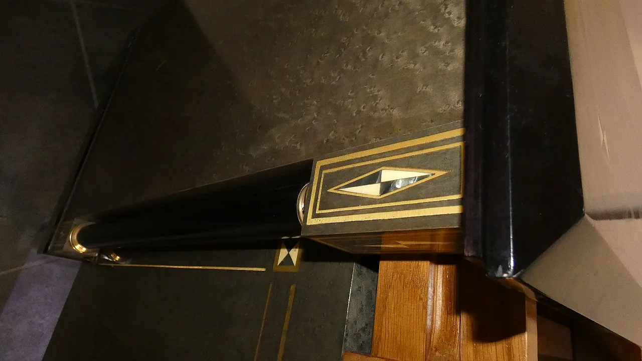 Credenza Hollywood Regency in stile Luigi XVI in radica, lacca grigia e ottone, Francia, anni '80 24