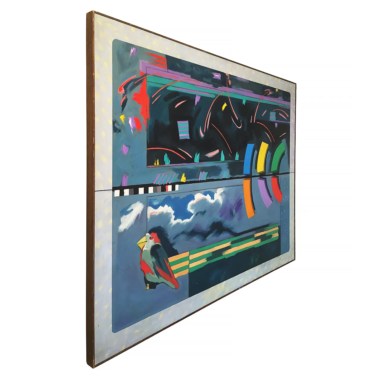 Richard Frank 'Wise Bird Strategy' Painting, Oil On Canvas 1980 2