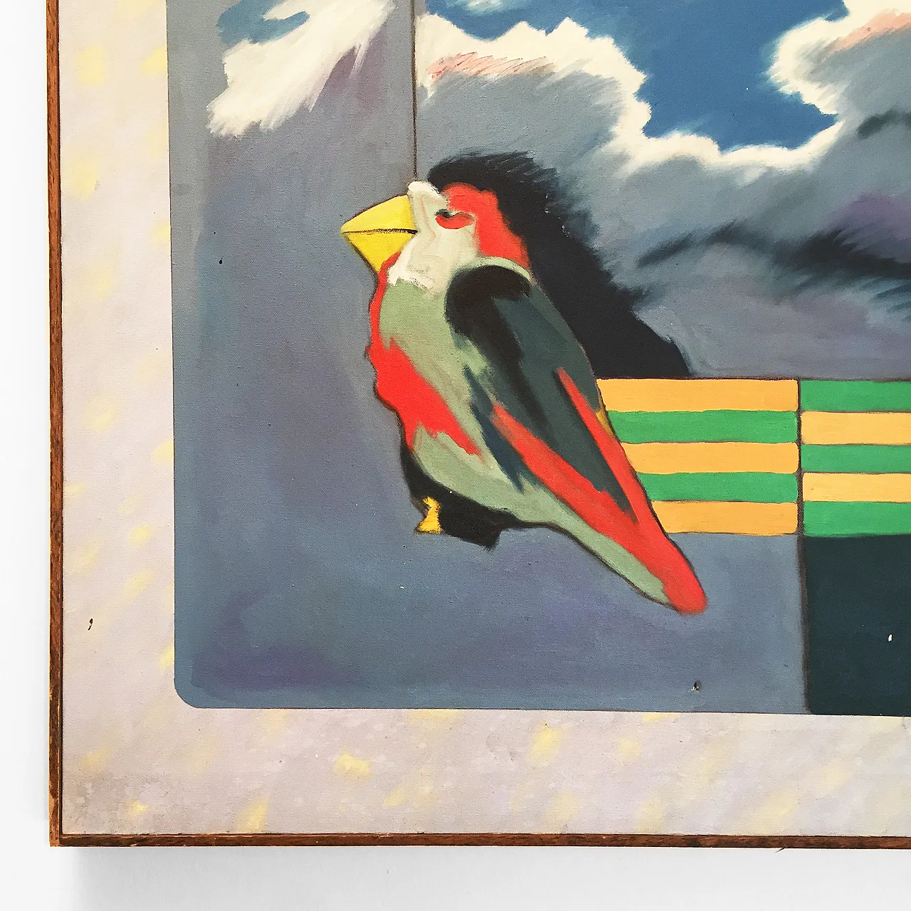 Richard Frank 'Wise Bird Strategy' Painting, Oil On Canvas 1980 7