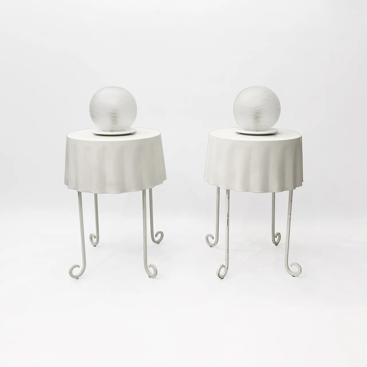 Pair Of White Murano Sphere Lamps, anni '70 2