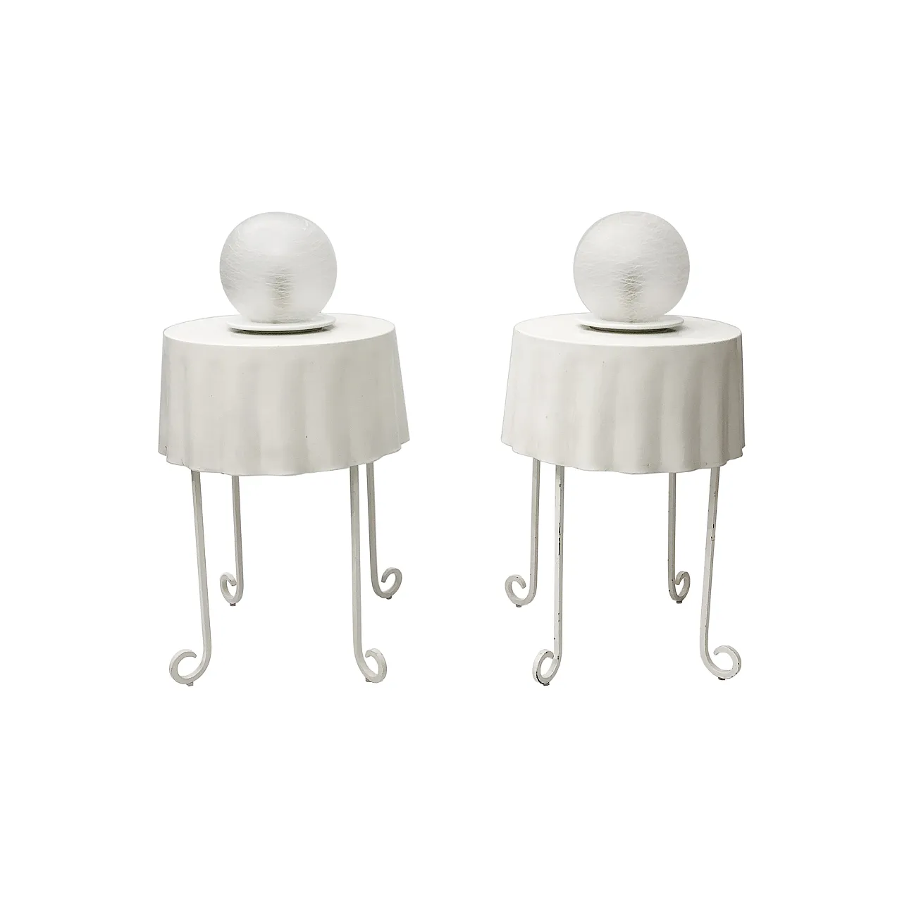 Pair Of White Murano Sphere Lamps, anni '70 3