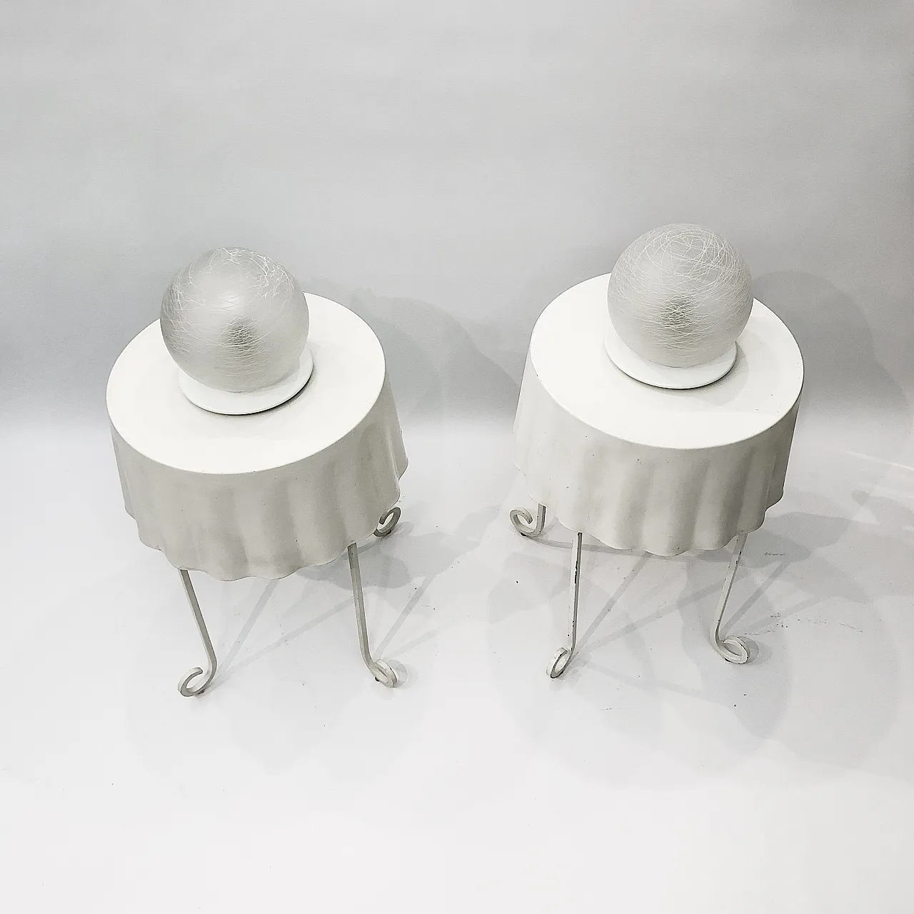 Pair Of White Murano Sphere Lamps, anni '70 4
