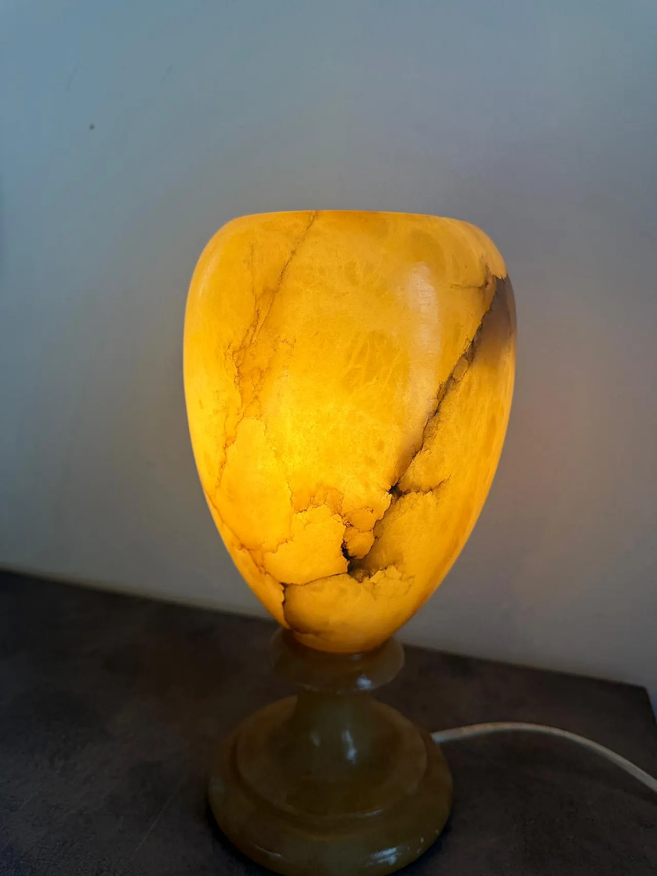 Italian Mid-Century Onyx Table Lamp, 50s 5