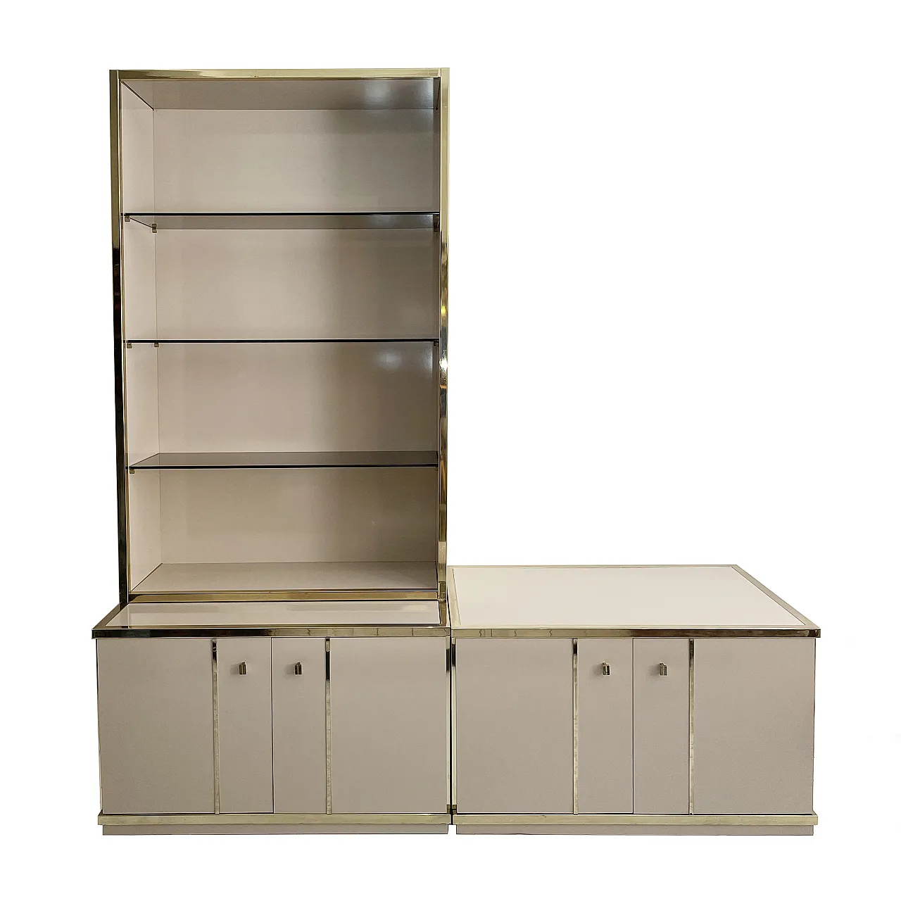 Beige Brass Display Cabinet by Renato Zevi , 70s 1