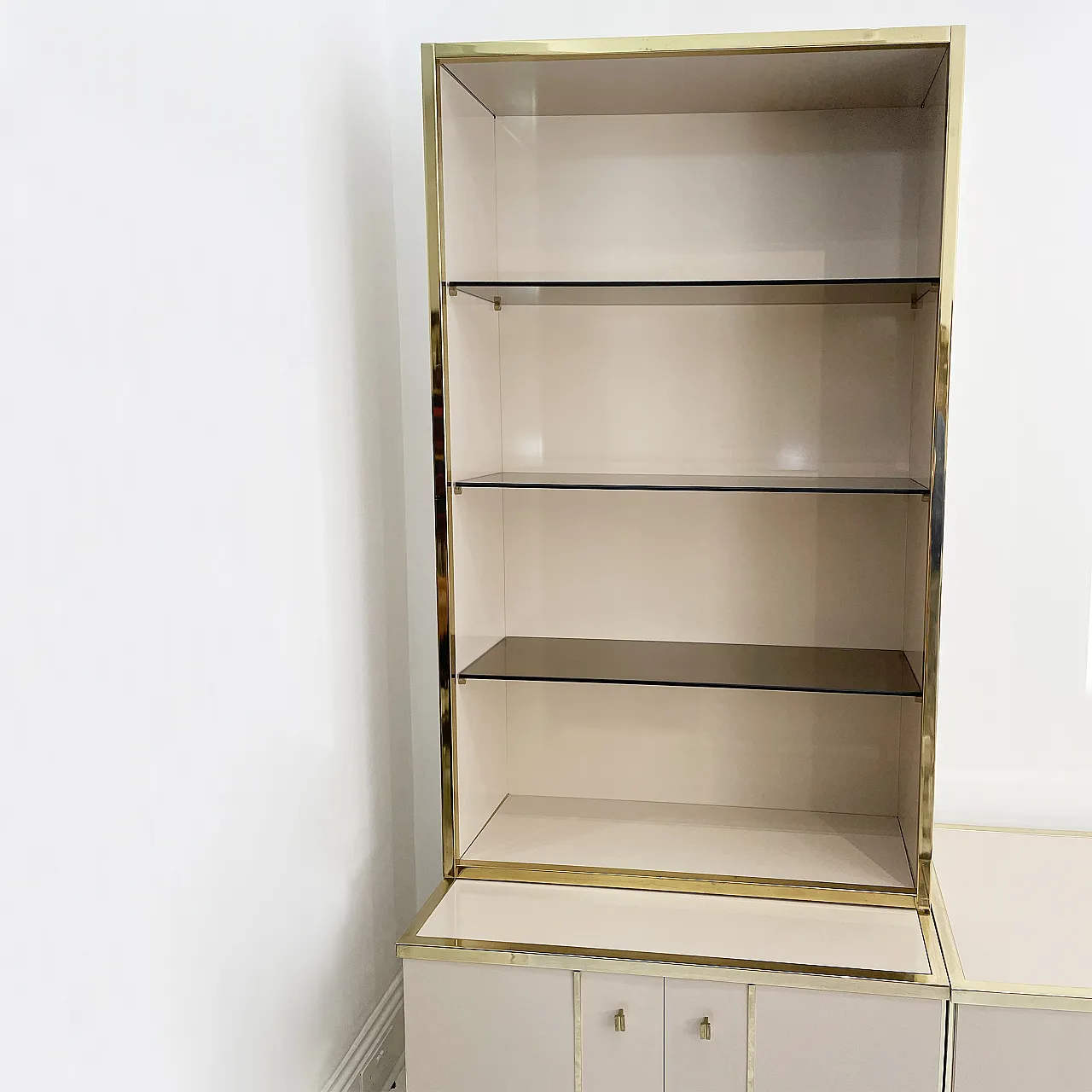 Beige Brass Display Cabinet by Renato Zevi , 70s 6