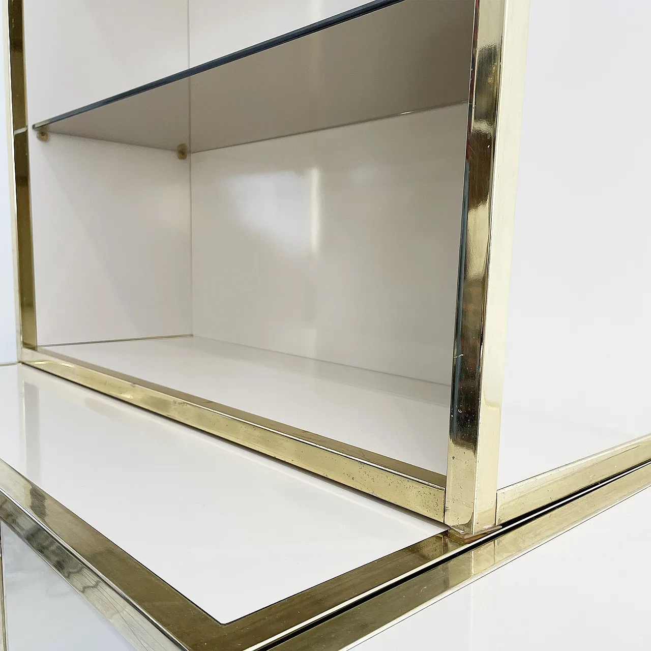 Beige Brass Display Cabinet by Renato Zevi , 70s 9