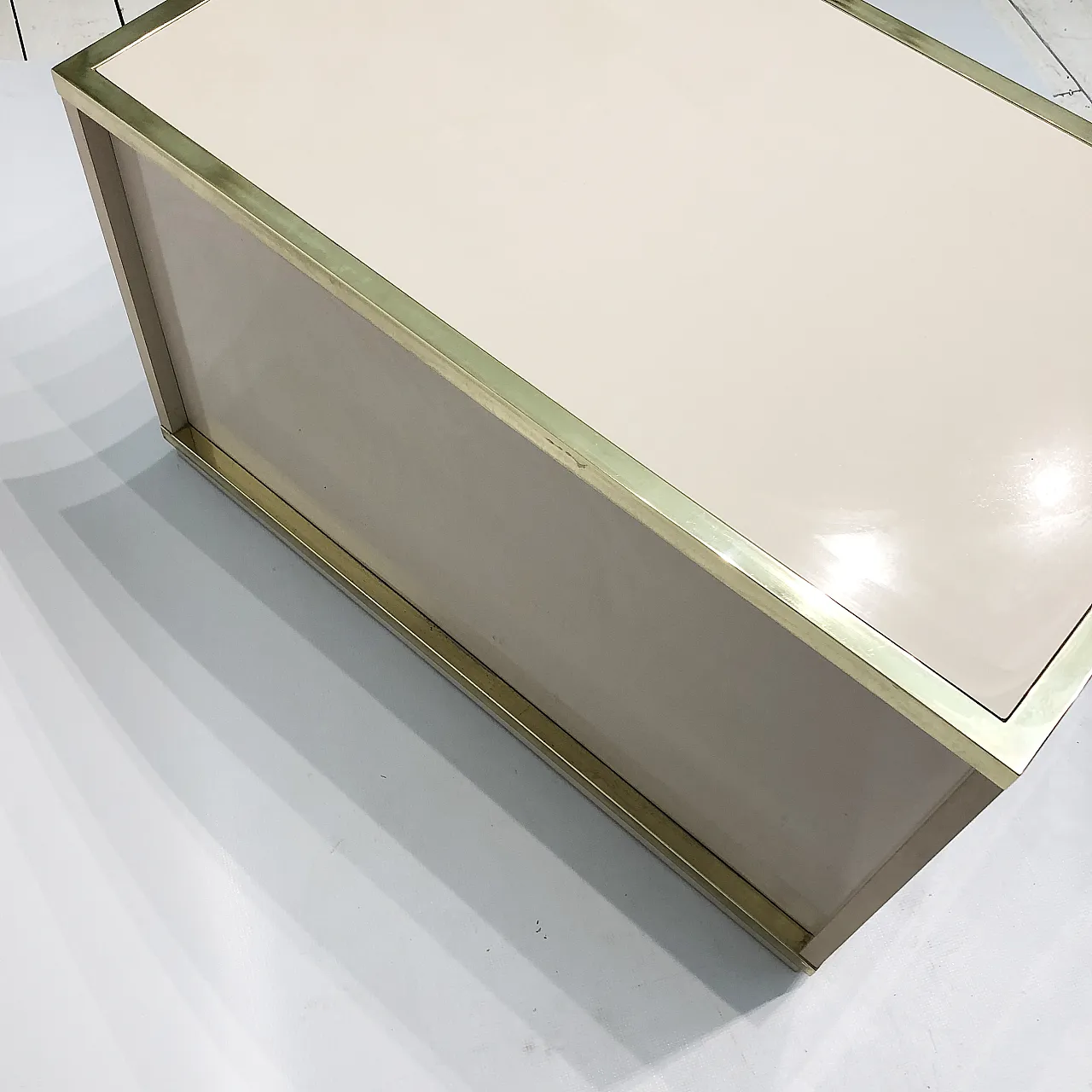 Beige Brass Display Cabinet by Renato Zevi , 70s 12