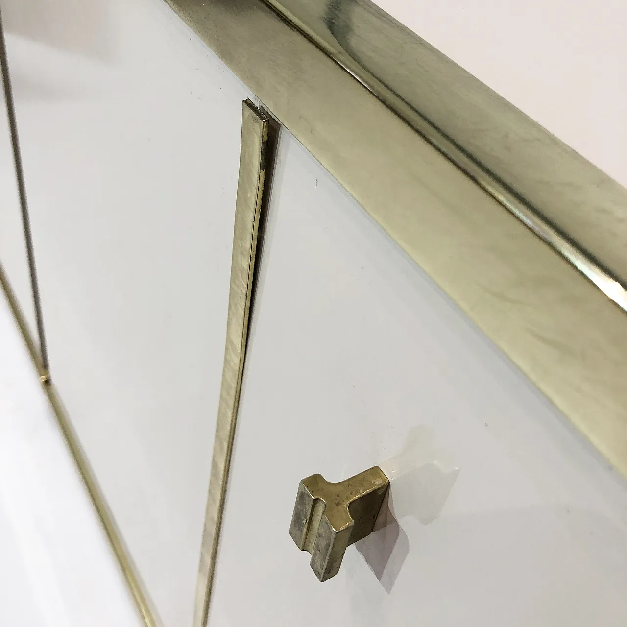 Beige Brass Display Cabinet by Renato Zevi , 70s 13