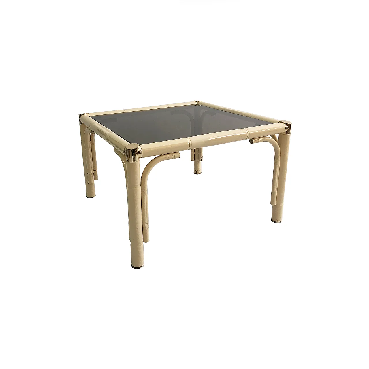 Cream Brass Faux Bamboo Side Table 1