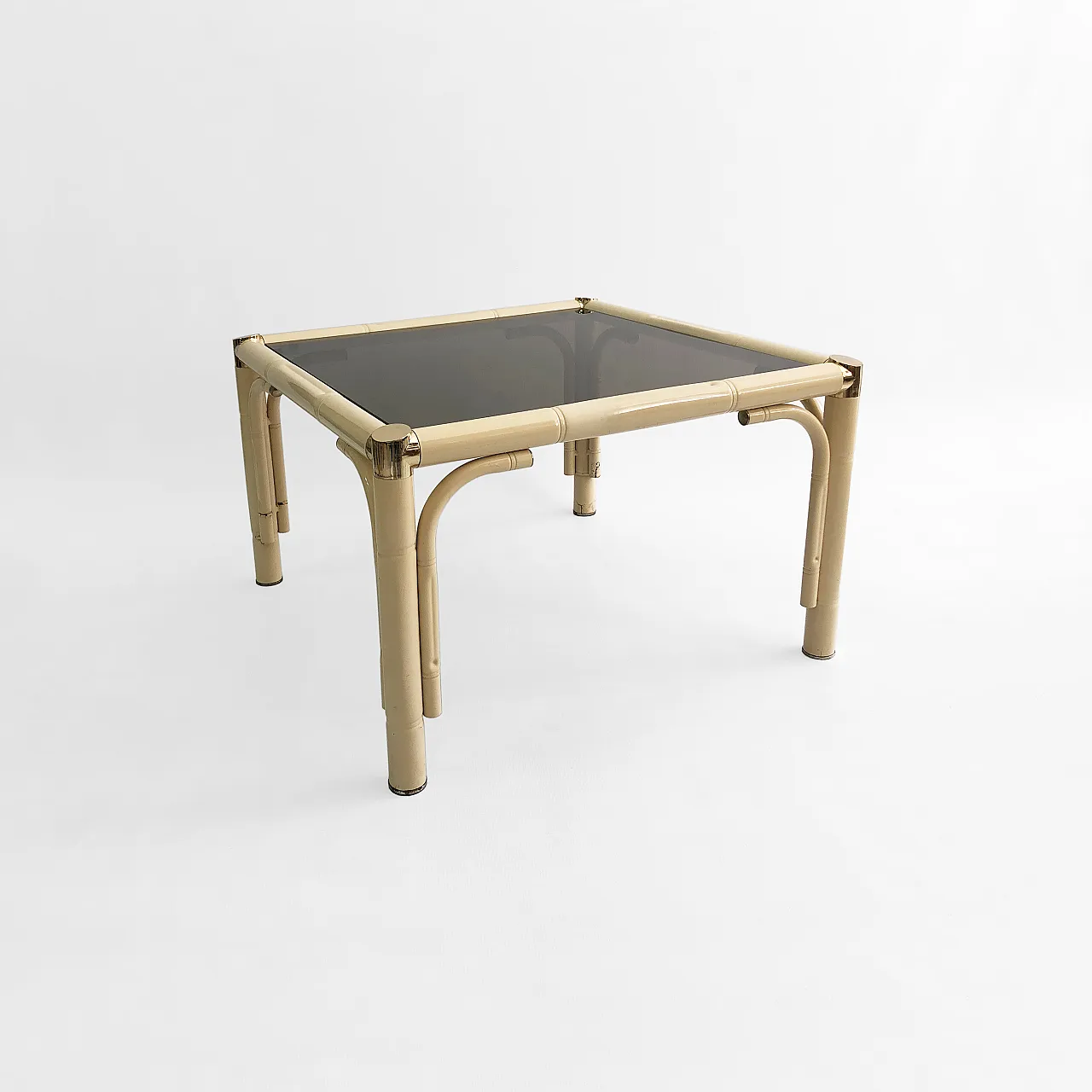 Cream Brass Faux Bamboo Side Table 2