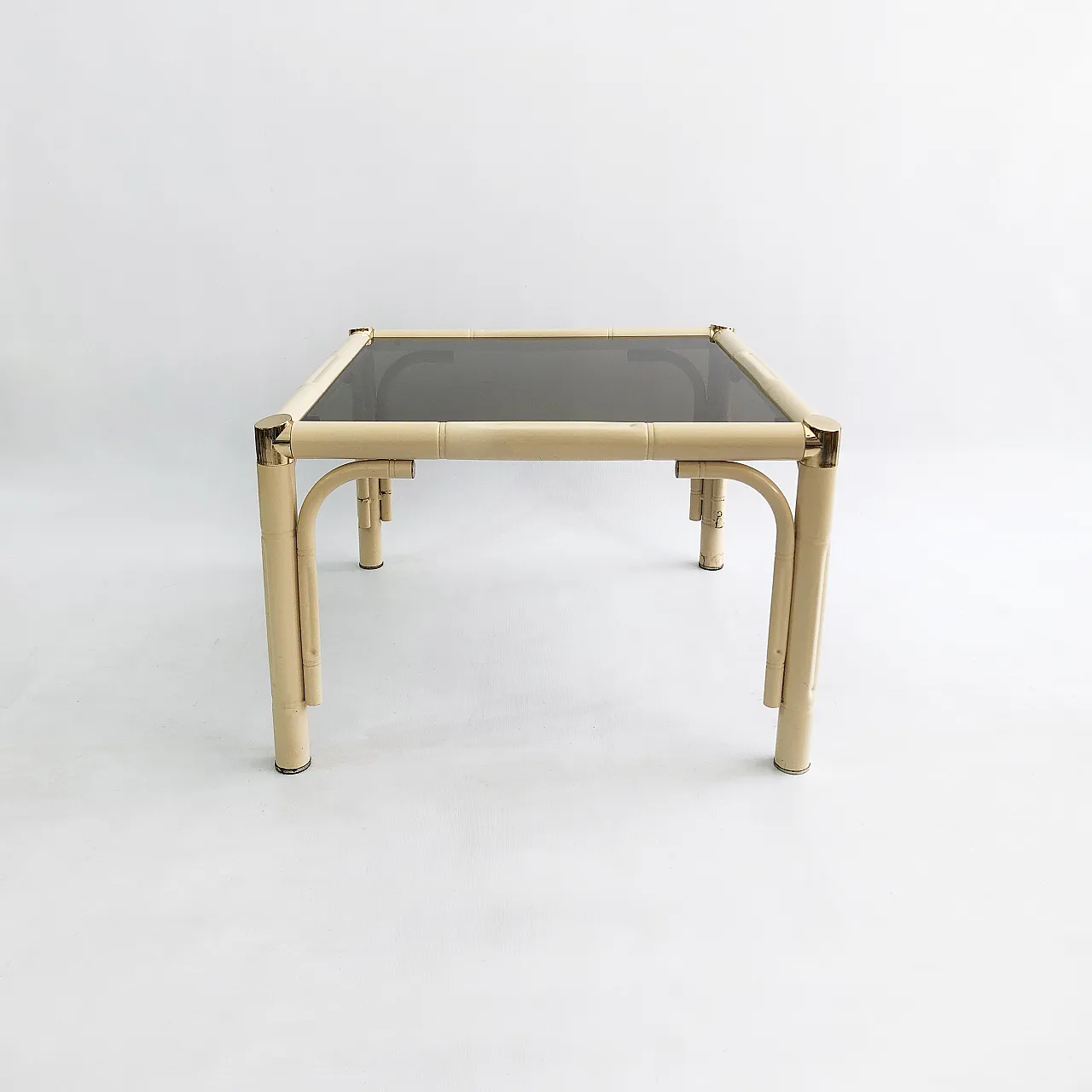 Cream Brass Faux Bamboo Side Table 3