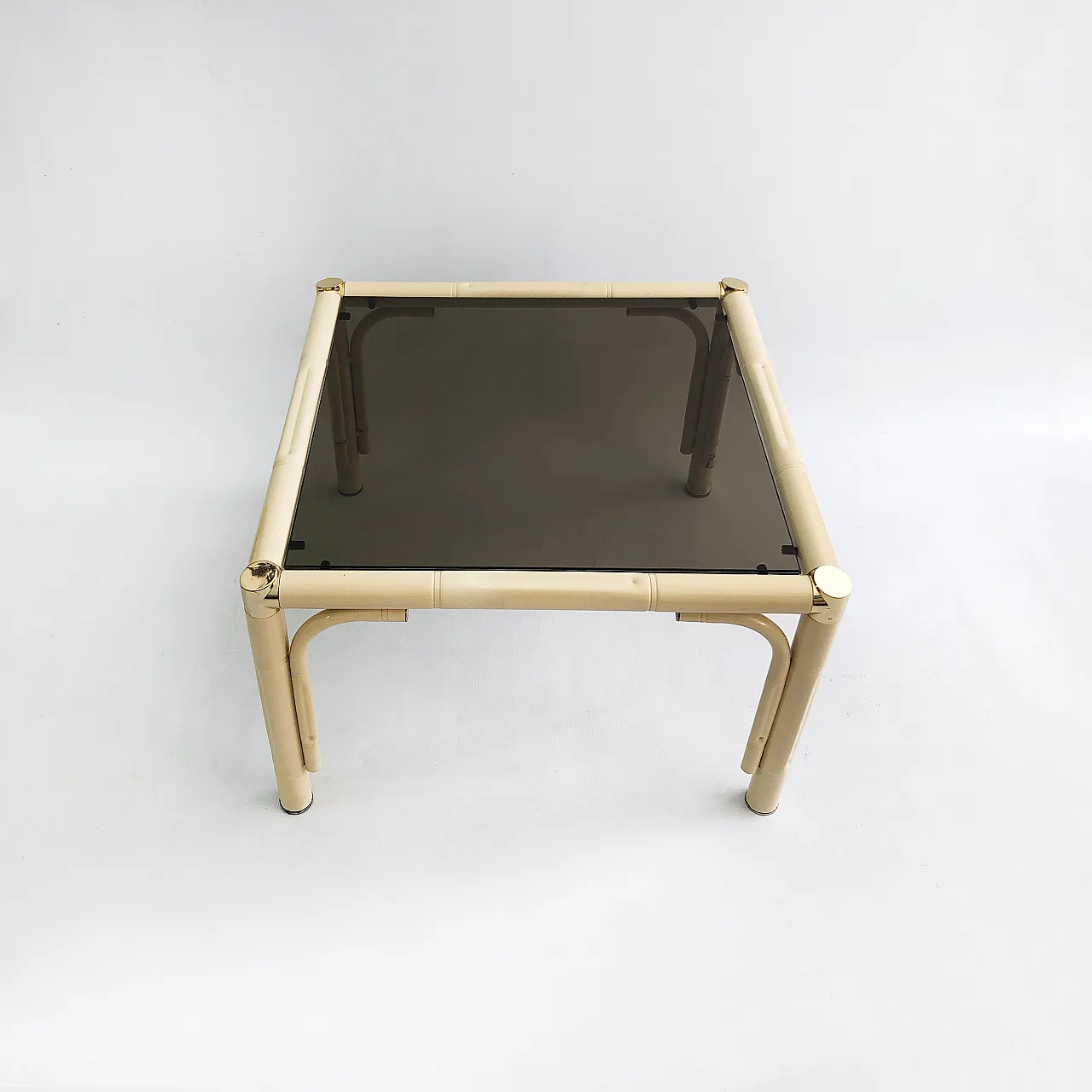 Cream Brass Faux Bamboo Side Table 4