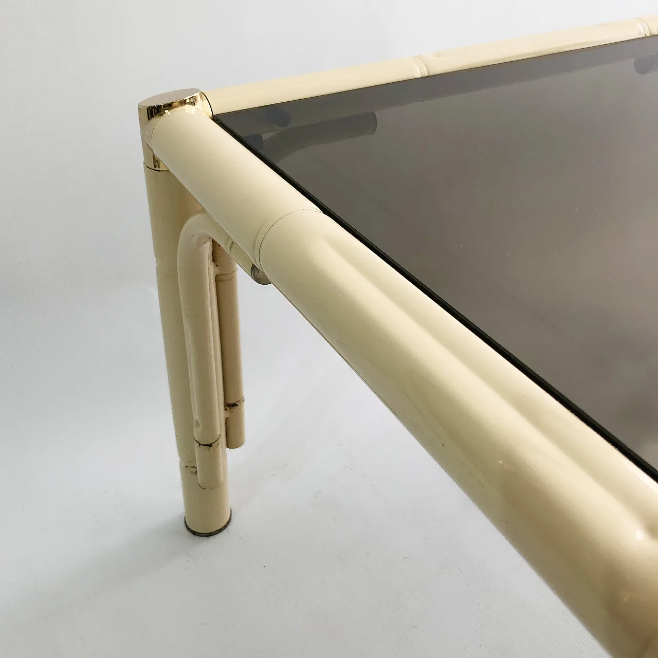Cream Brass Faux Bamboo Side Table 7