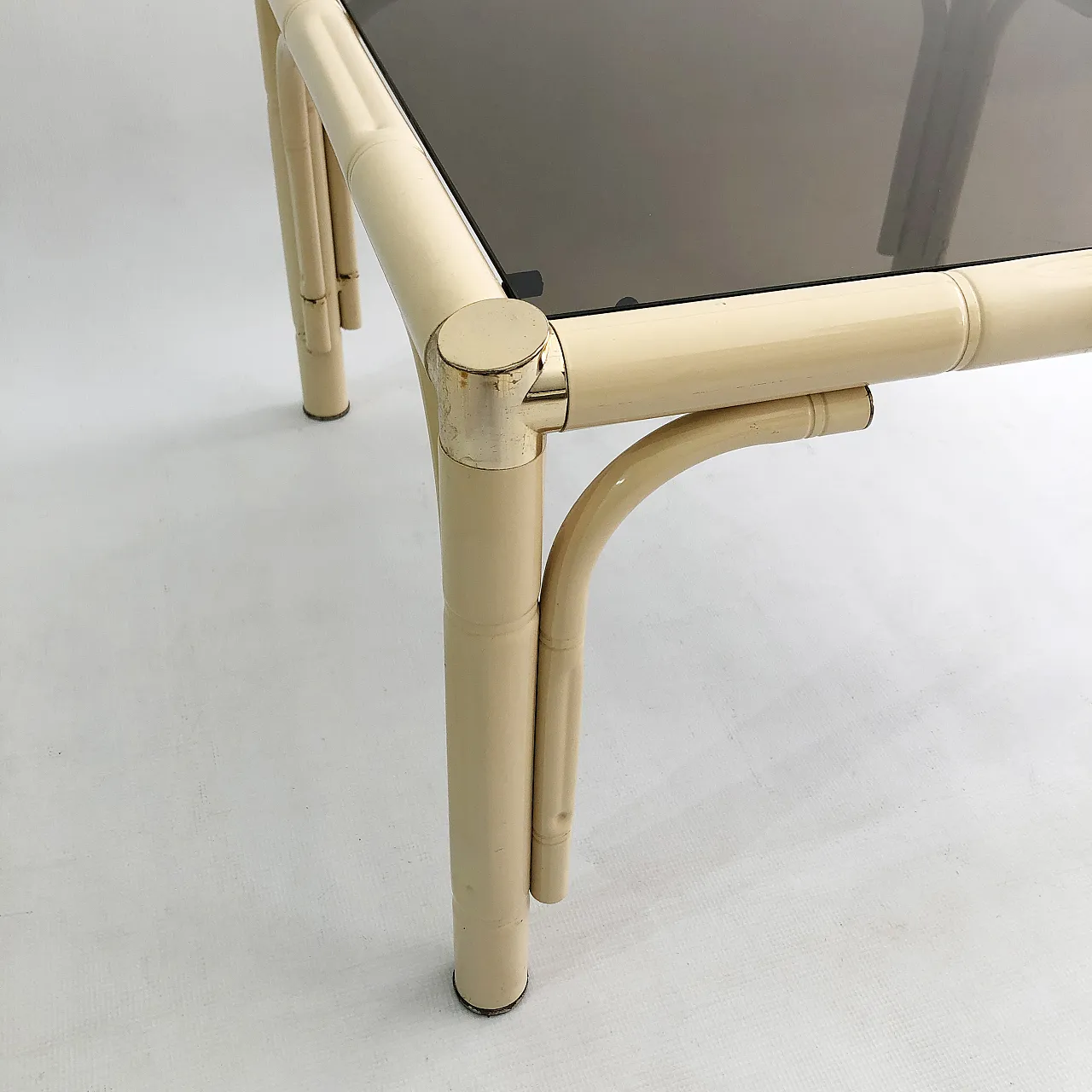 Cream Brass Faux Bamboo Side Table 8