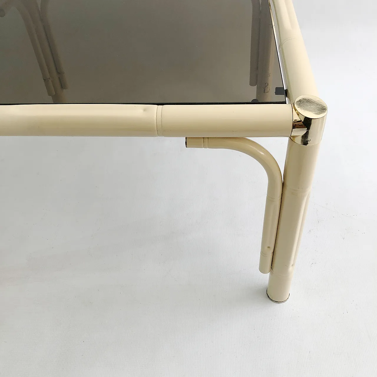 Cream Brass Faux Bamboo Side Table 9