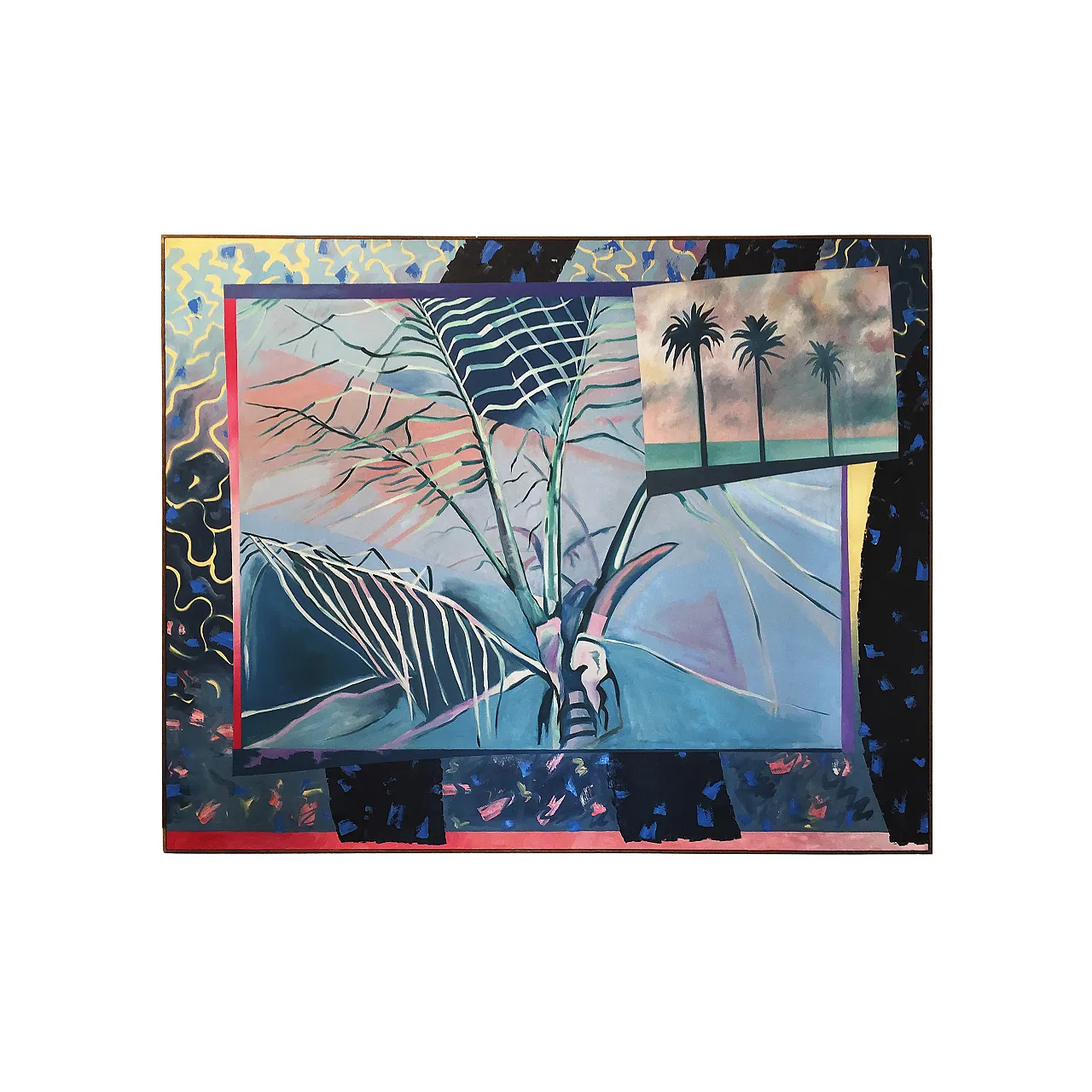 Dipinto di Richard Frank 'Palm's Parade', olio su tela 1980 1