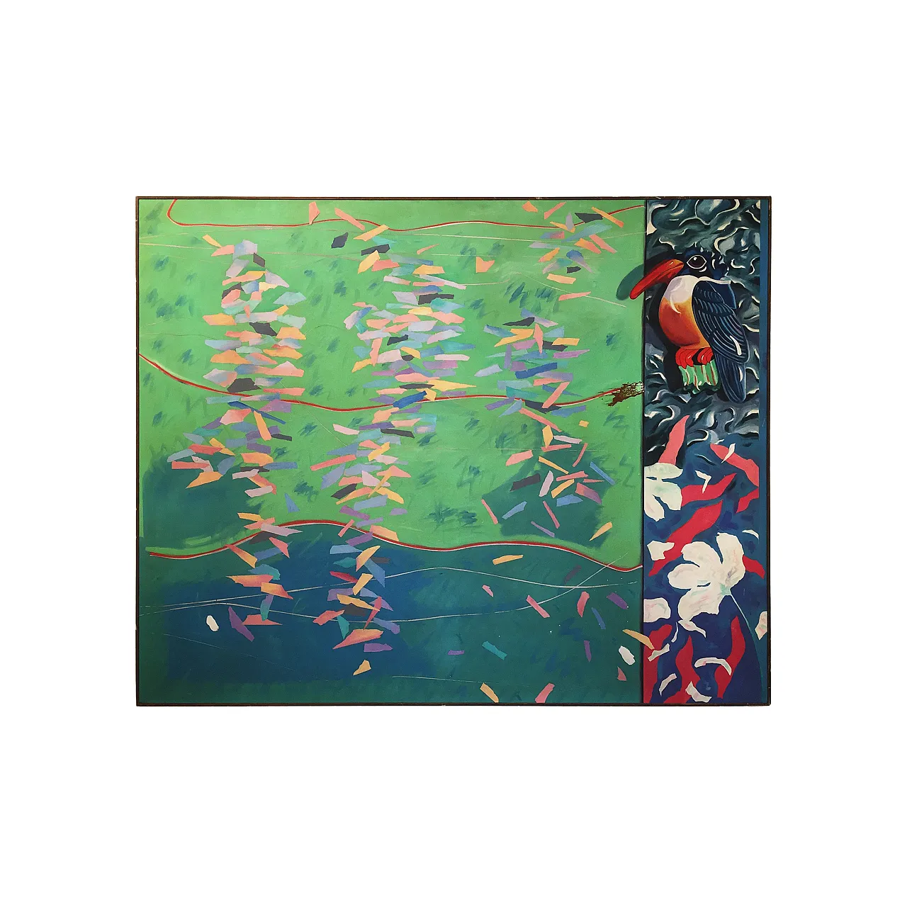 Richard Frank 'Kingfisher's Kotillion' Painting, Oil On Canvas 1980 1