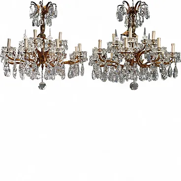 Pair of gilt bronze chandeliers, 20th century