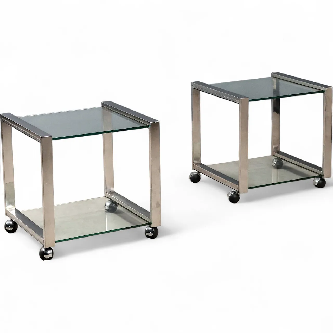 Pair of cart edside tables, 20th century 9