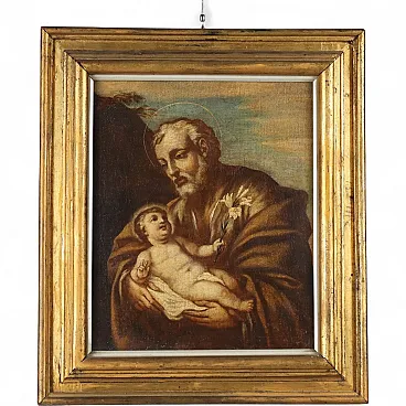 Saint Joseph and the Baby Jesus, oil on canvas, 17th century