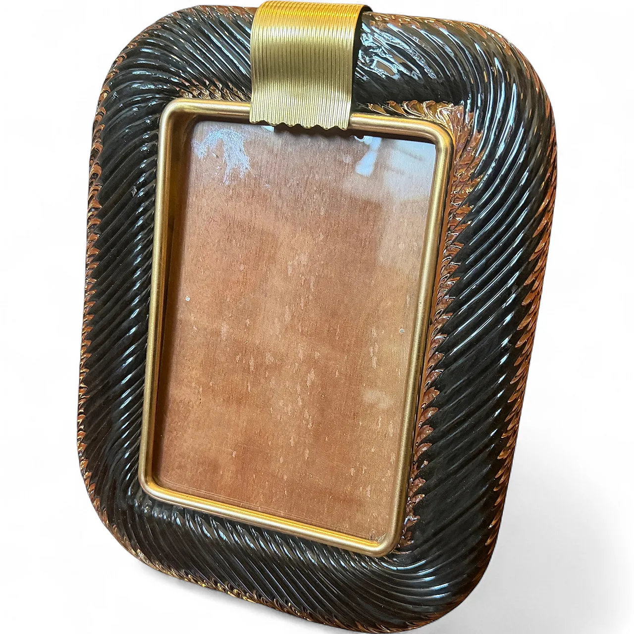 Barovier style in Murano glass and brass picture frame, 1990s 13