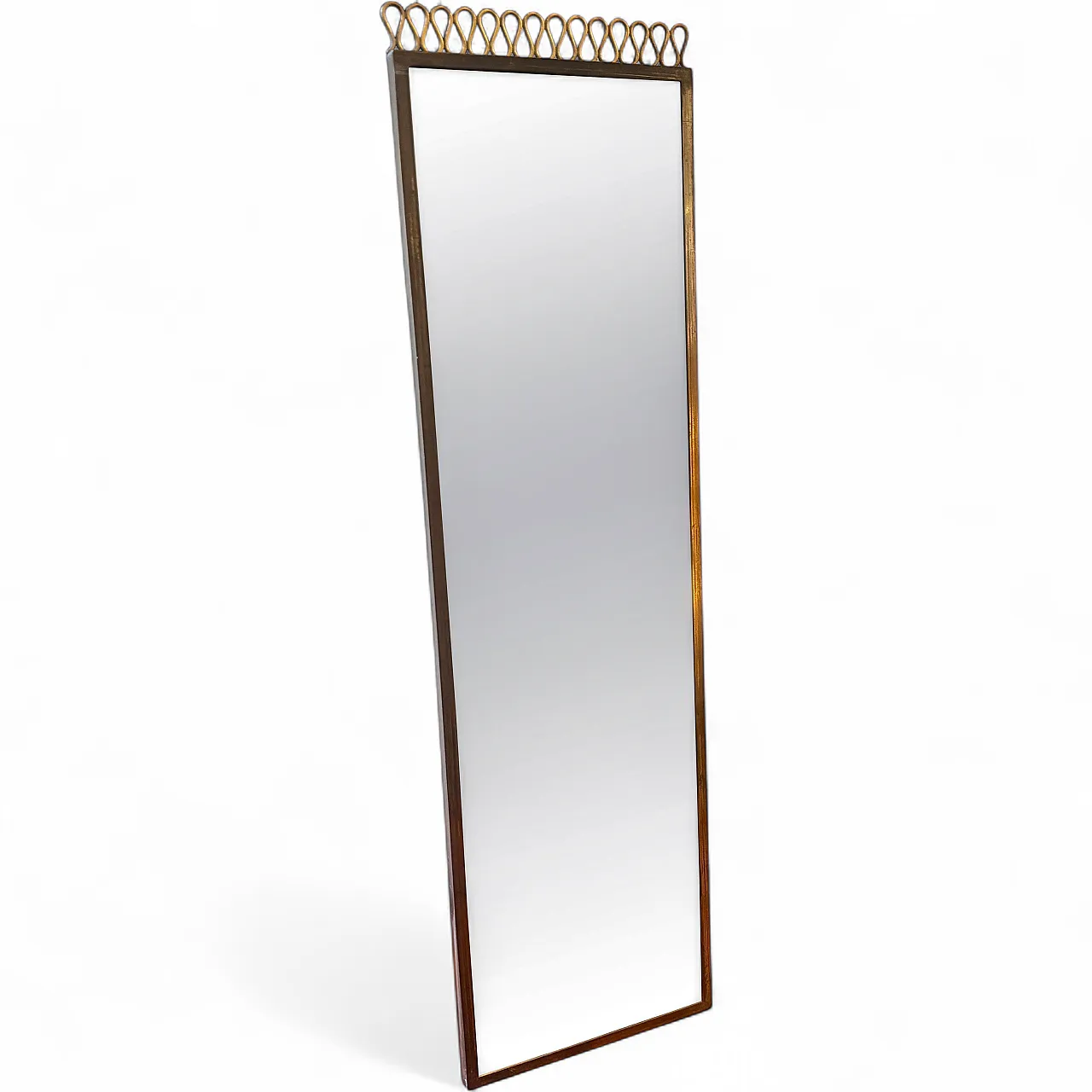 Specchio da parete in ottone Mid-Century in stile Gio Ponti, anni '50 14