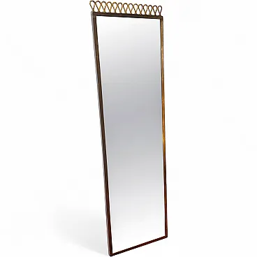 Specchio da parete in ottone Mid-Century in stile Gio Ponti, anni '50