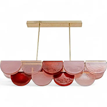 Murano glass and brass modular linear chandelier, 20th century
