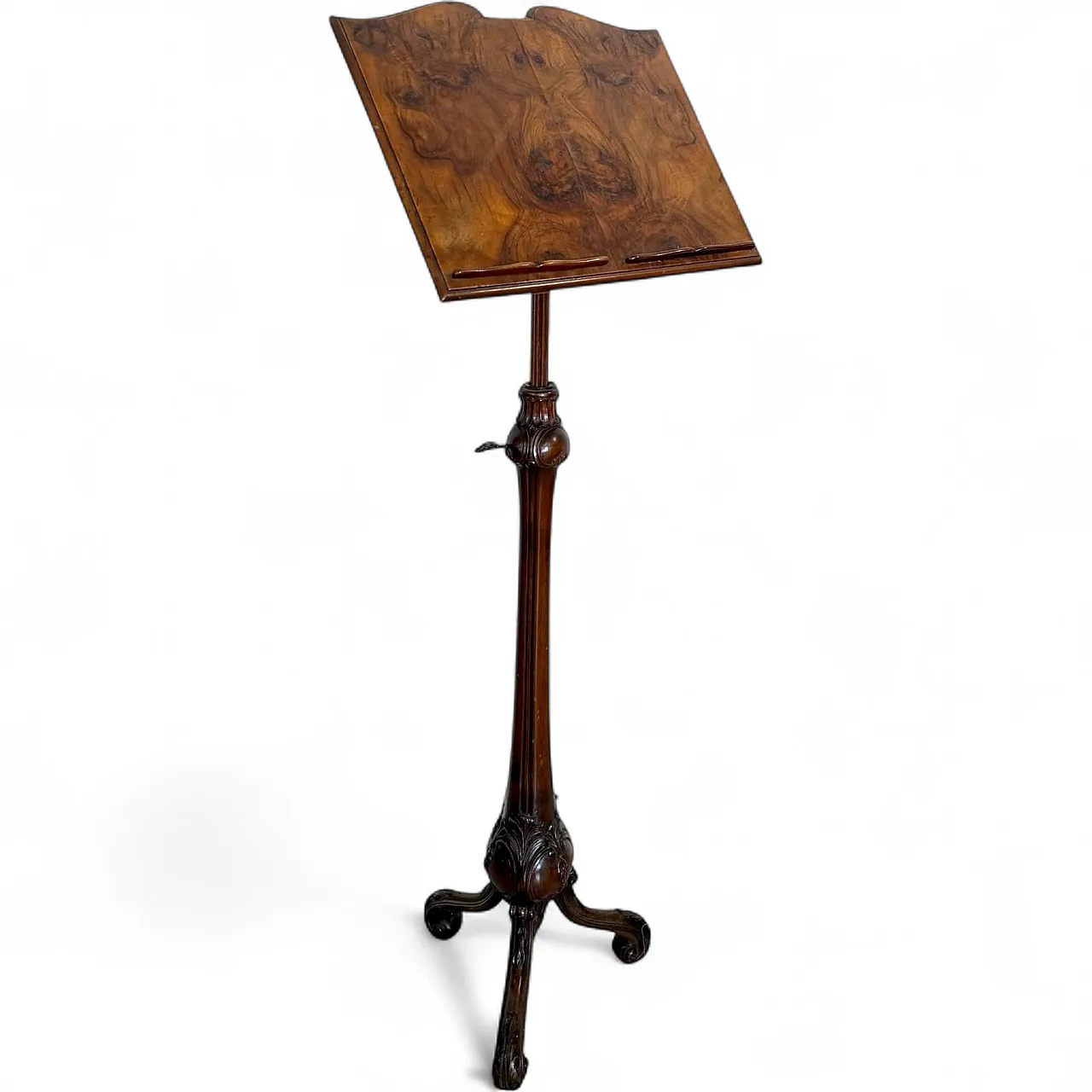 Hand-carved walnut adjustable bookend / music stand, 19th century 18