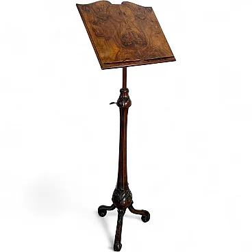 Hand-carved walnut adjustable bookend / music stand, 19th century