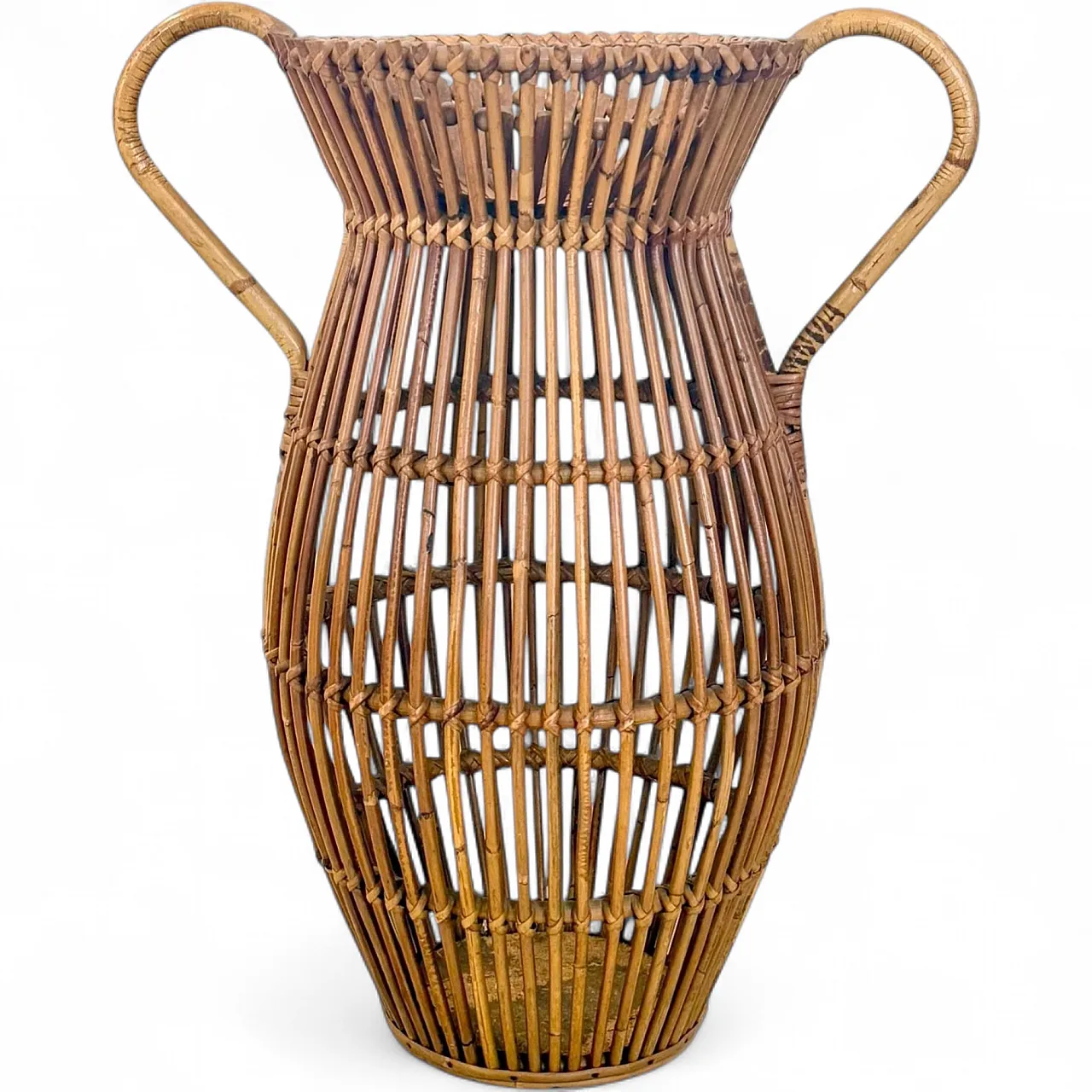 Wicker and bamboo Amphora umbrella stand, 1960s 13
