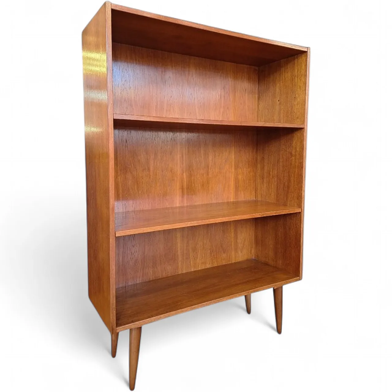 Libreria autoportante in teak con ripiani regolabili, anni '60 9