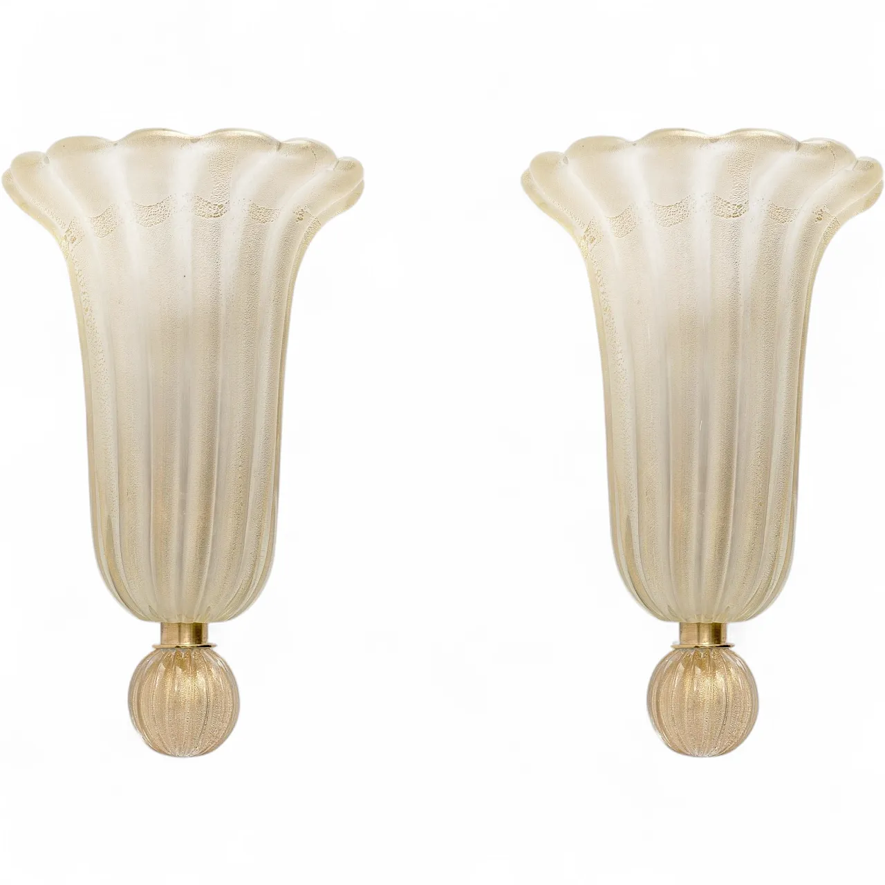 Pair of Murano glass sconces with gold dust inclusions, 20th century 11