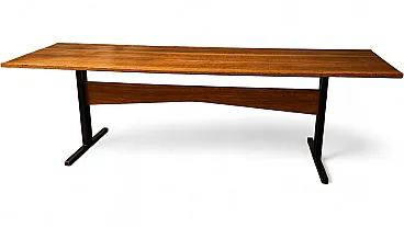 Rectangular table with wooden top and black metal base, 1960s