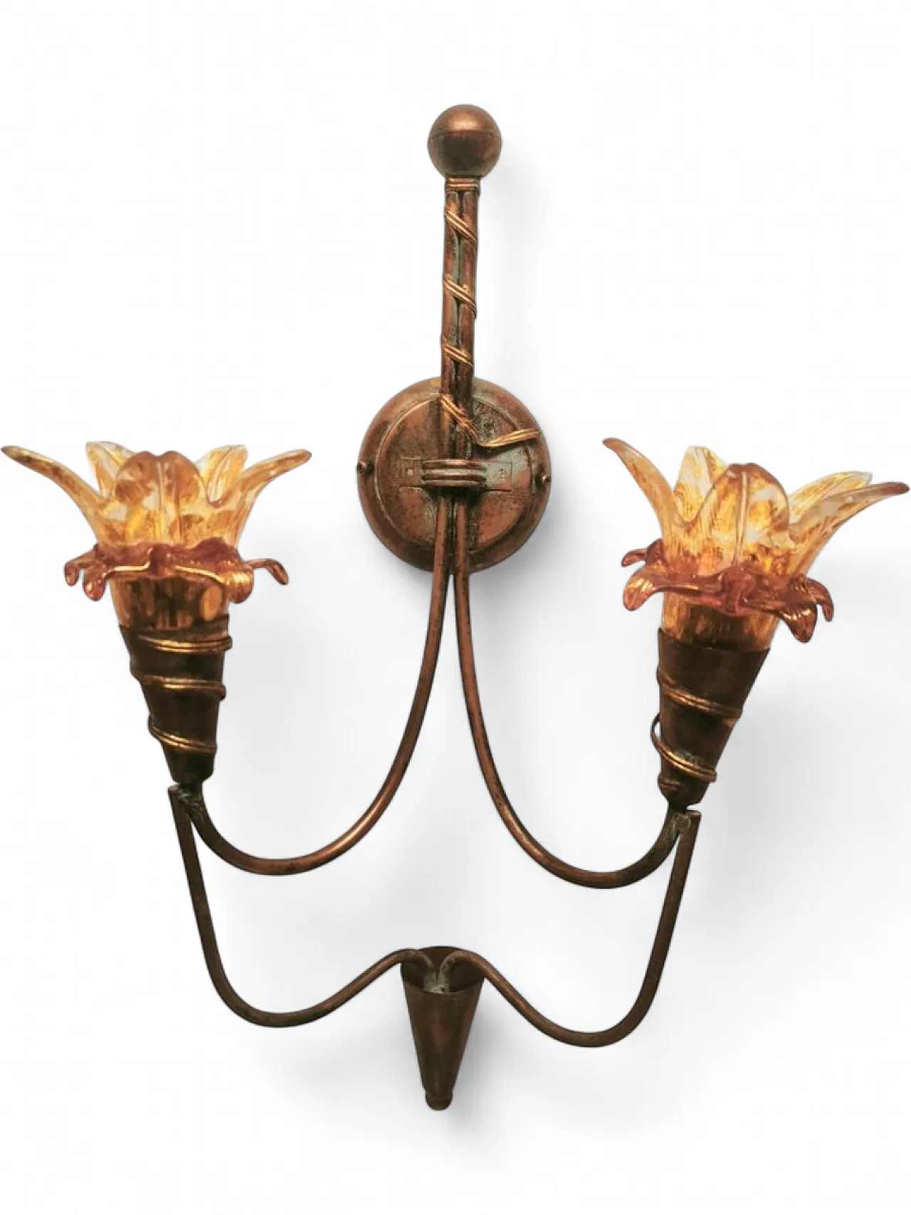 Two-light wall lamp with Murano glass, 1980s 11