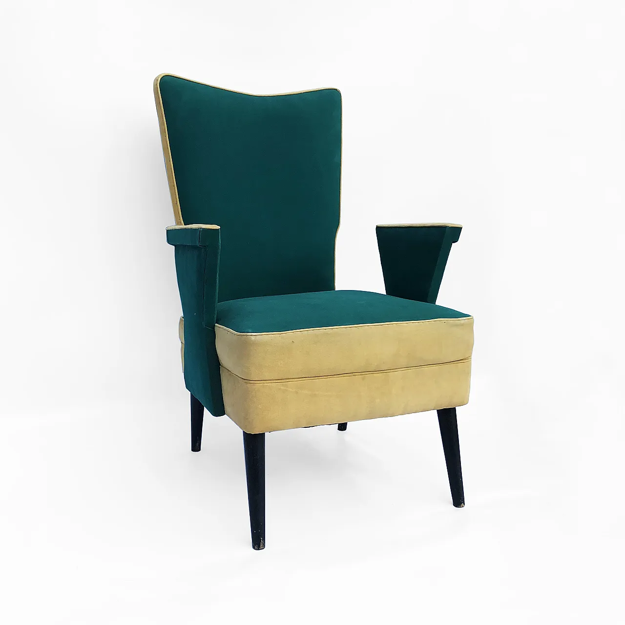 Poltrona italiana Mid-Century con schienale alto, anni '50 7