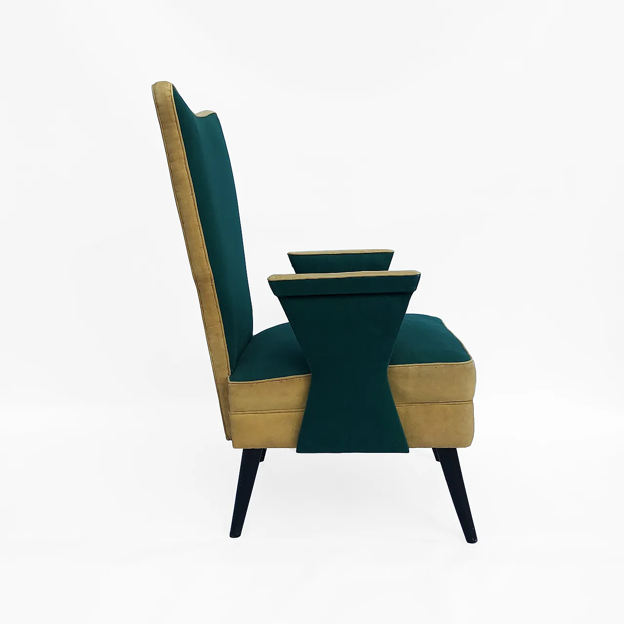 Poltrona italiana Mid-Century con schienale alto, anni '50 9