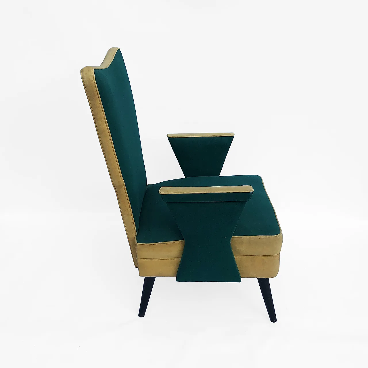 Poltrona italiana Mid-Century con schienale alto, anni '50 10