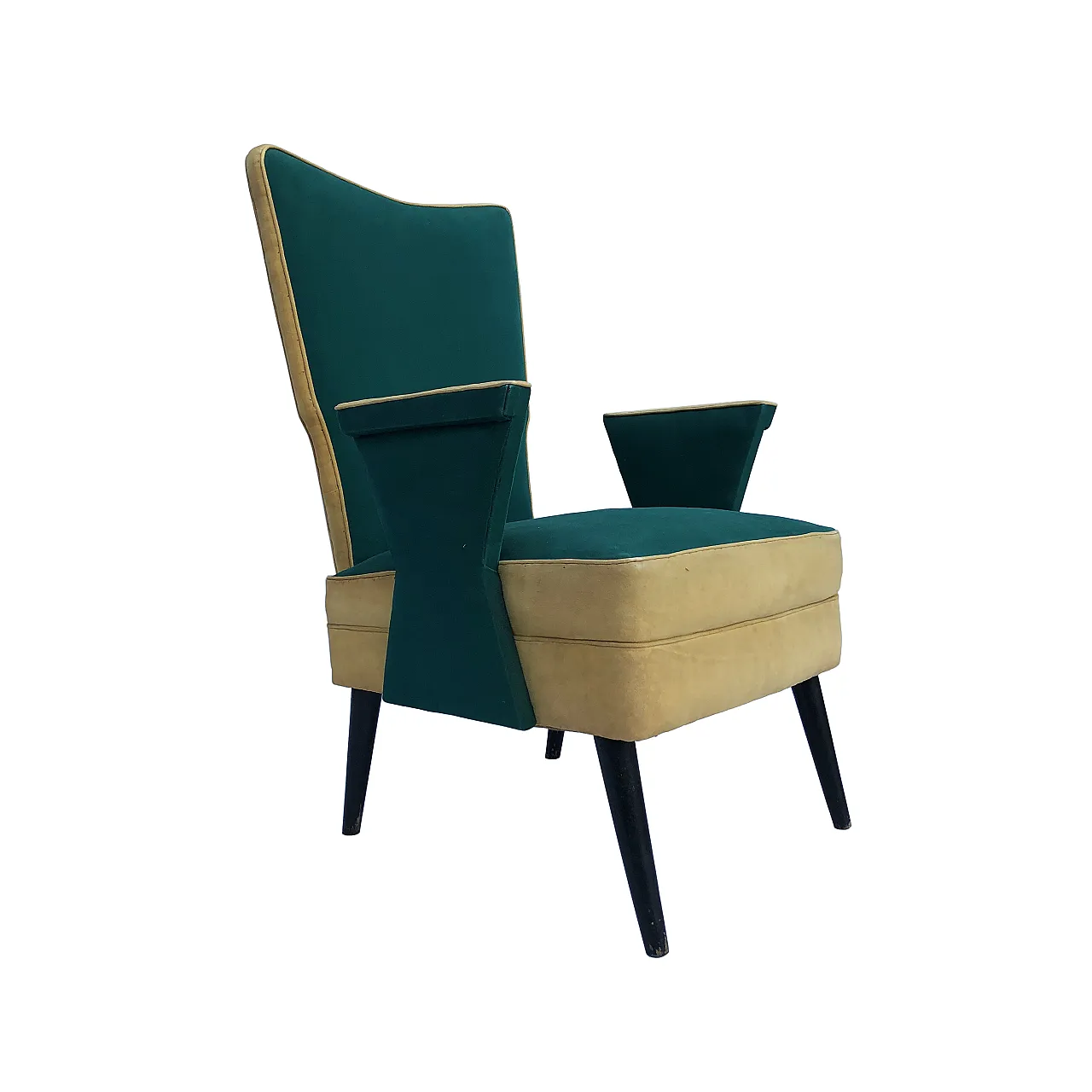 Poltrona italiana Mid-Century con schienale alto, anni '50 17