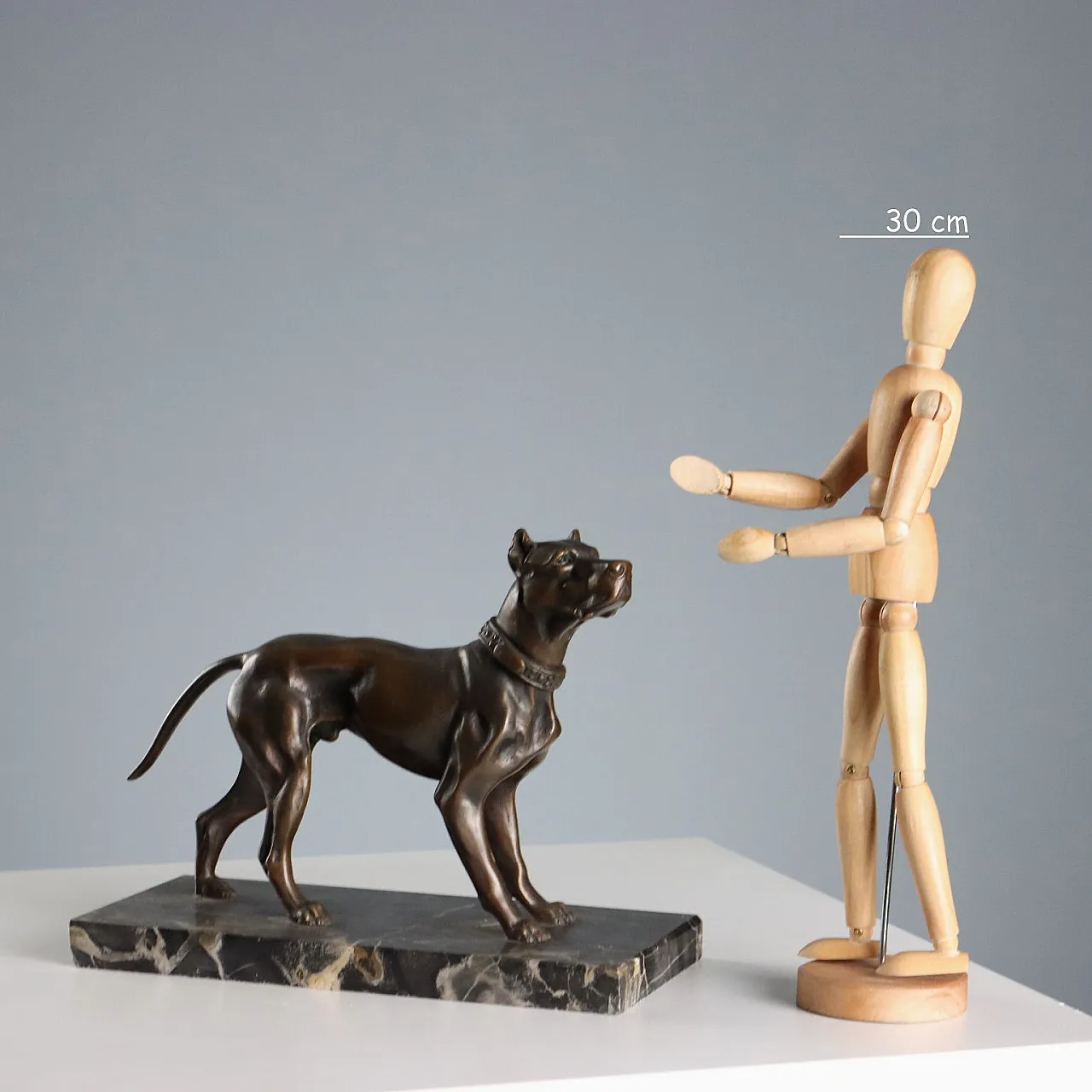 Bronze dog on black marble base, 20th century 2