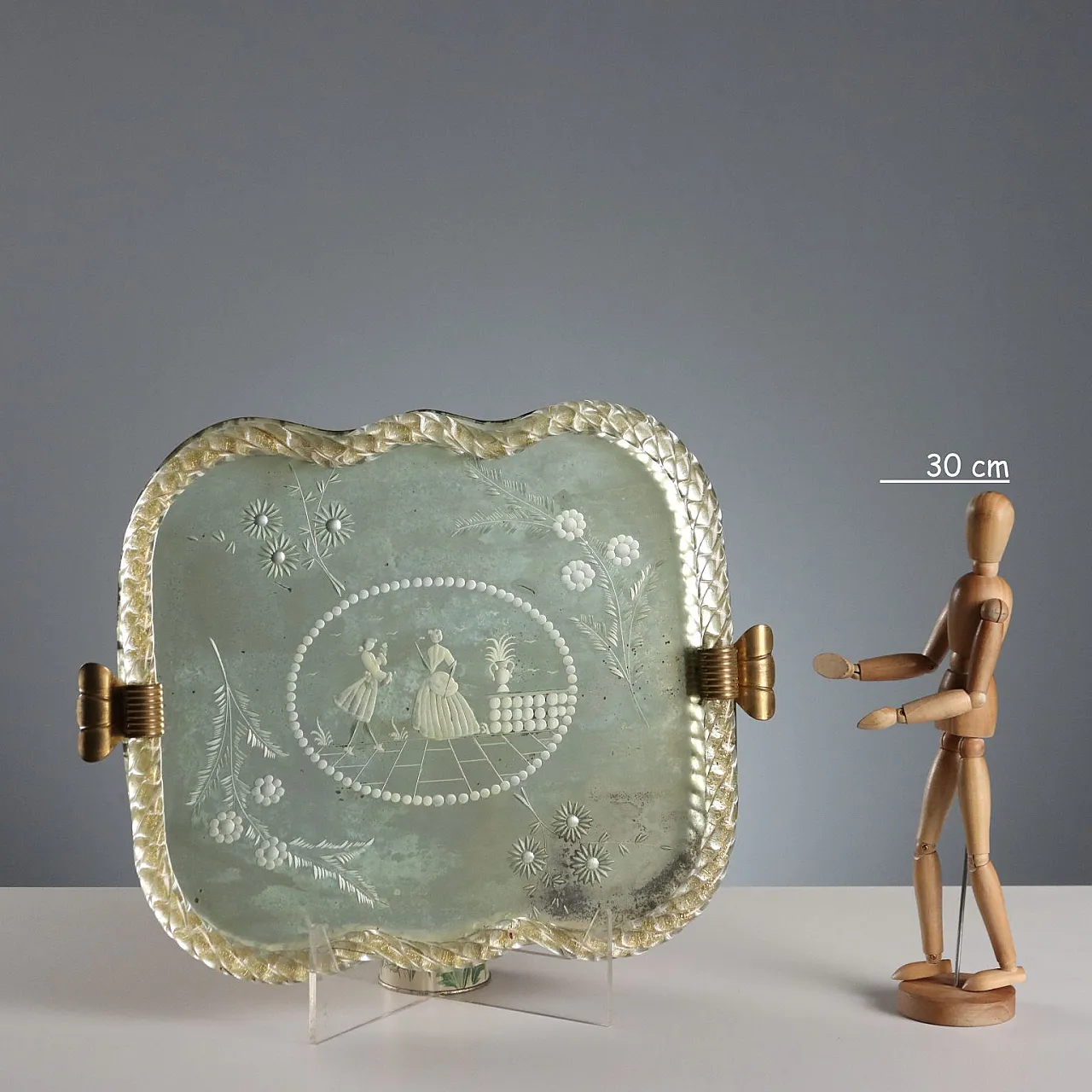 Vassoio a specchio inciso, Manifattura di Murano, '900 2